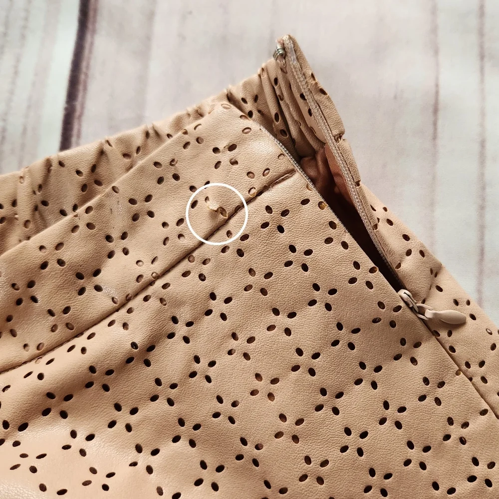 NWT Anthropologie "Astral Swing Skirt" Faux Leather Perforated | Women's Size 10 - Picture 11 of 12